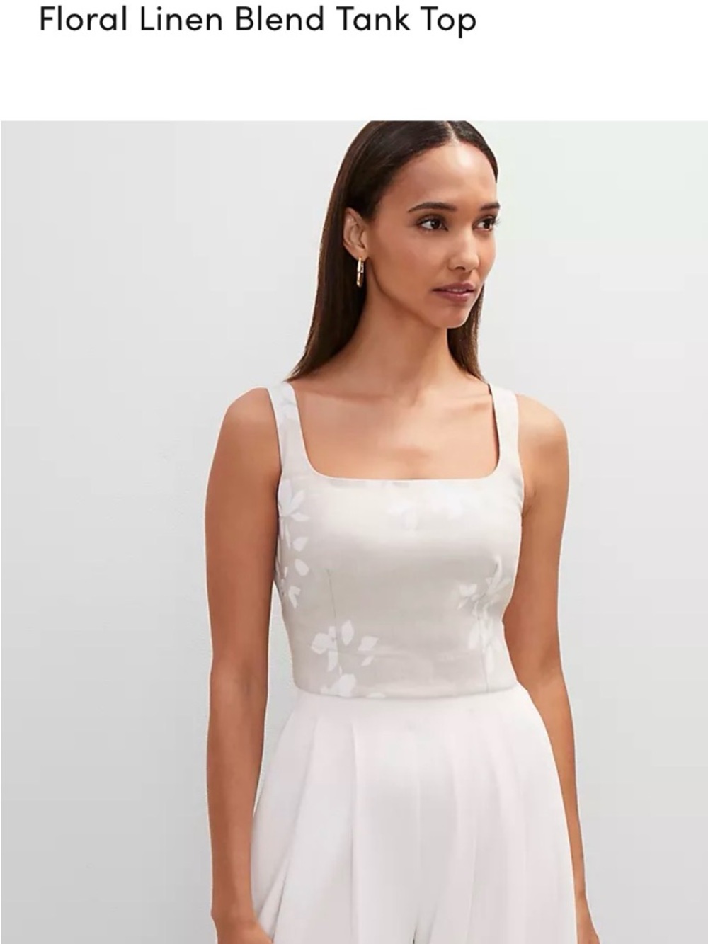 Ann Taylor Floral Linen-Blend Crop Tank Top